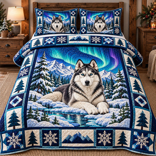 Northern Lights Husky 3-Piece Quilted Bedding Set GFTOTP22446