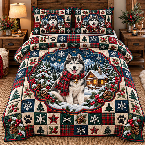 Cozy Cabin Husky 3-Piece Quilted Bedding Set GFTOTP22447