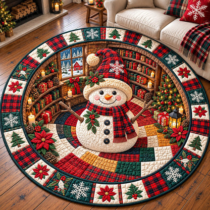 Festive Library Snowman Quilted Round Mat GFTOTP22453