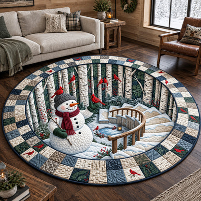 Birch Forest Snowman Quilted Round Mat GFTOTP22457