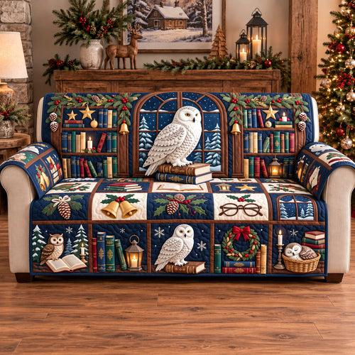 Midnight Owl Library Quilted Sofa Cover GFTOTP22458
