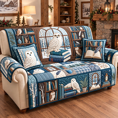 Scholar Owl Library Quilted Sofa Cover GFTOTP22459