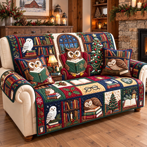 Cozy Owl Library Quilted Sofa Cover GFTOTP22460