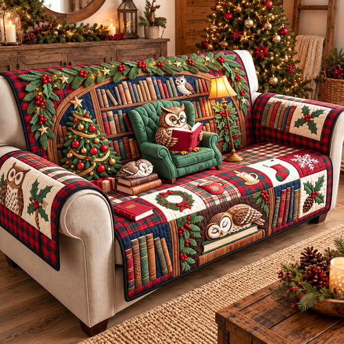 Plaid Owl Library Quilted Sofa Cover GFTOTP22461