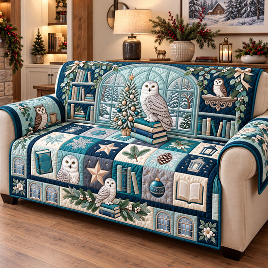 Frosty Owl Library Quilted Sofa Cover GFTOTP22464