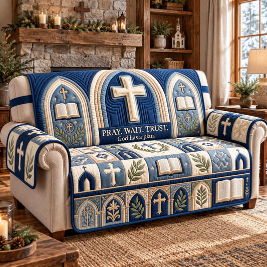 Pray Wait Trust Quilted Sofa Cover GFTOTP22466