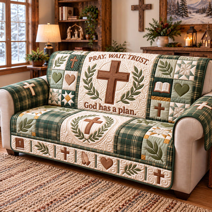 Pray Wait Trust Quilted Sofa Cover GFTOTP22468