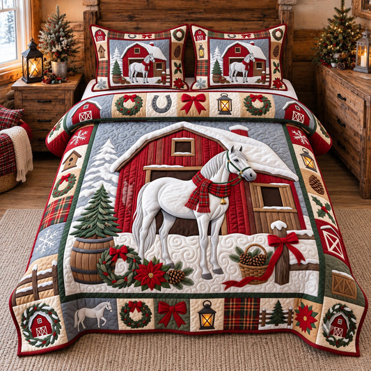 Holiday Horse 3-Piece Quilted Bedding Set GFTOTP22471
