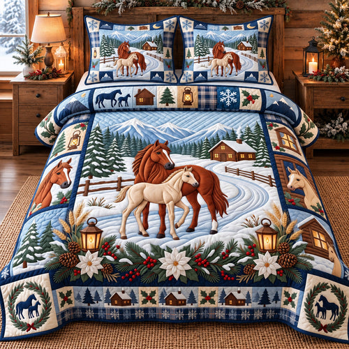 Holiday Horses 3-Piece Quilted Bedding Set GFTOTP22472