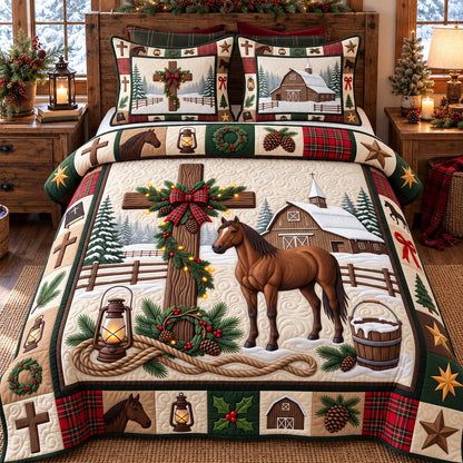 Cross And Horse 3-Piece Quilted Bedding Set GFTOTP22476