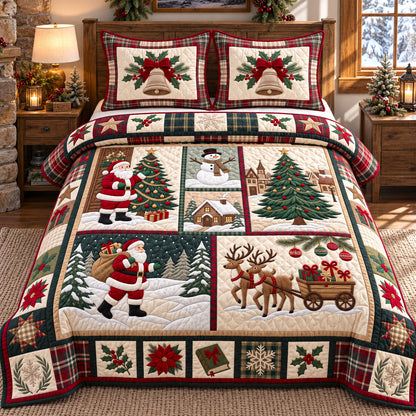 Festive Patchwork 3-Piece Quilted Bedding Set GFTOTP22478