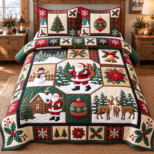 Festive Patchwork 3-Piece Quilted Bedding Set GFTOTP22479