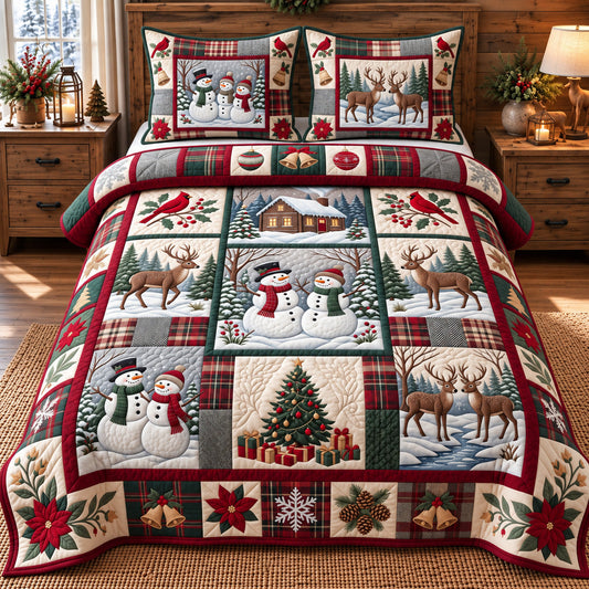 Festive Patchwork 3-Piece Quilted Bedding Set GFTOTP22480