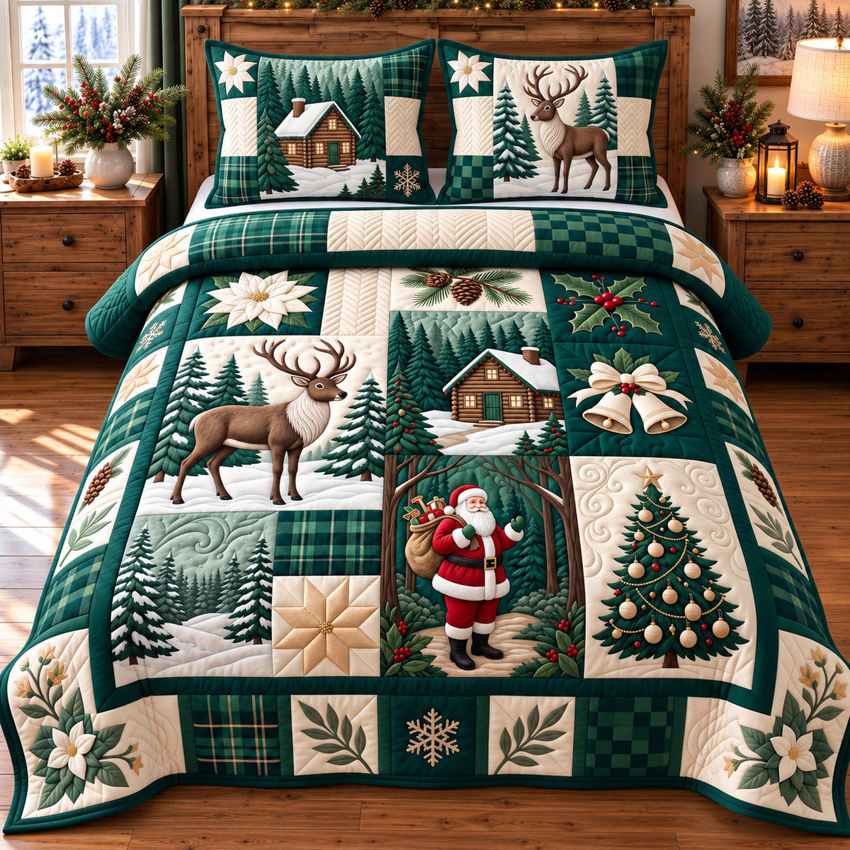 Festive Patchwork 3-Piece Quilted Bedding Set GFTOTP22481