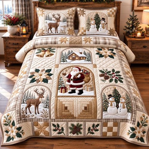 Festive Patchwork 3-Piece Quilted Bedding Set GFTOTP22482