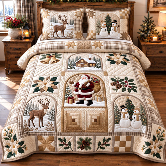 Festive Patchwork 3-Piece Quilted Bedding Set GFTOTP22482