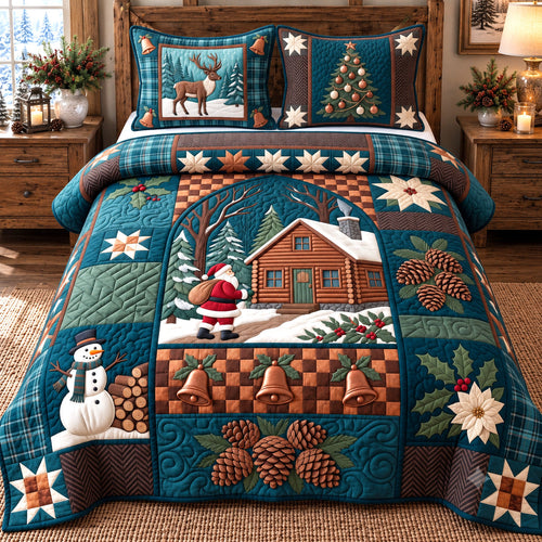 Festive Patchwork 3-Piece Quilted Bedding Set GFTOTP22483