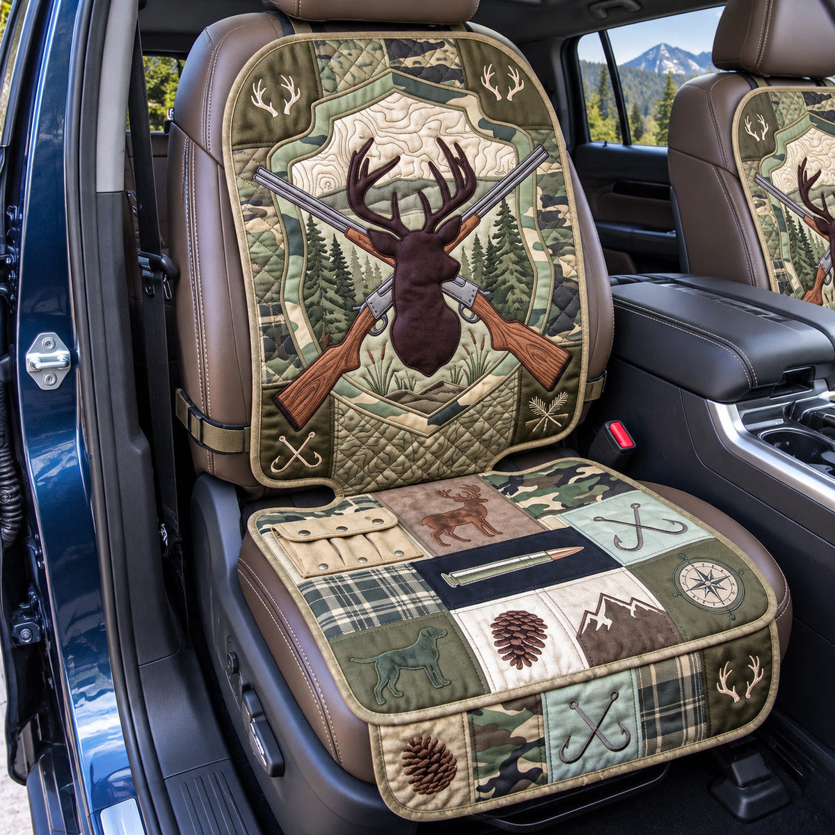 Camo Hunter Crest Quilted Car Seat Protector GFTOTP22495