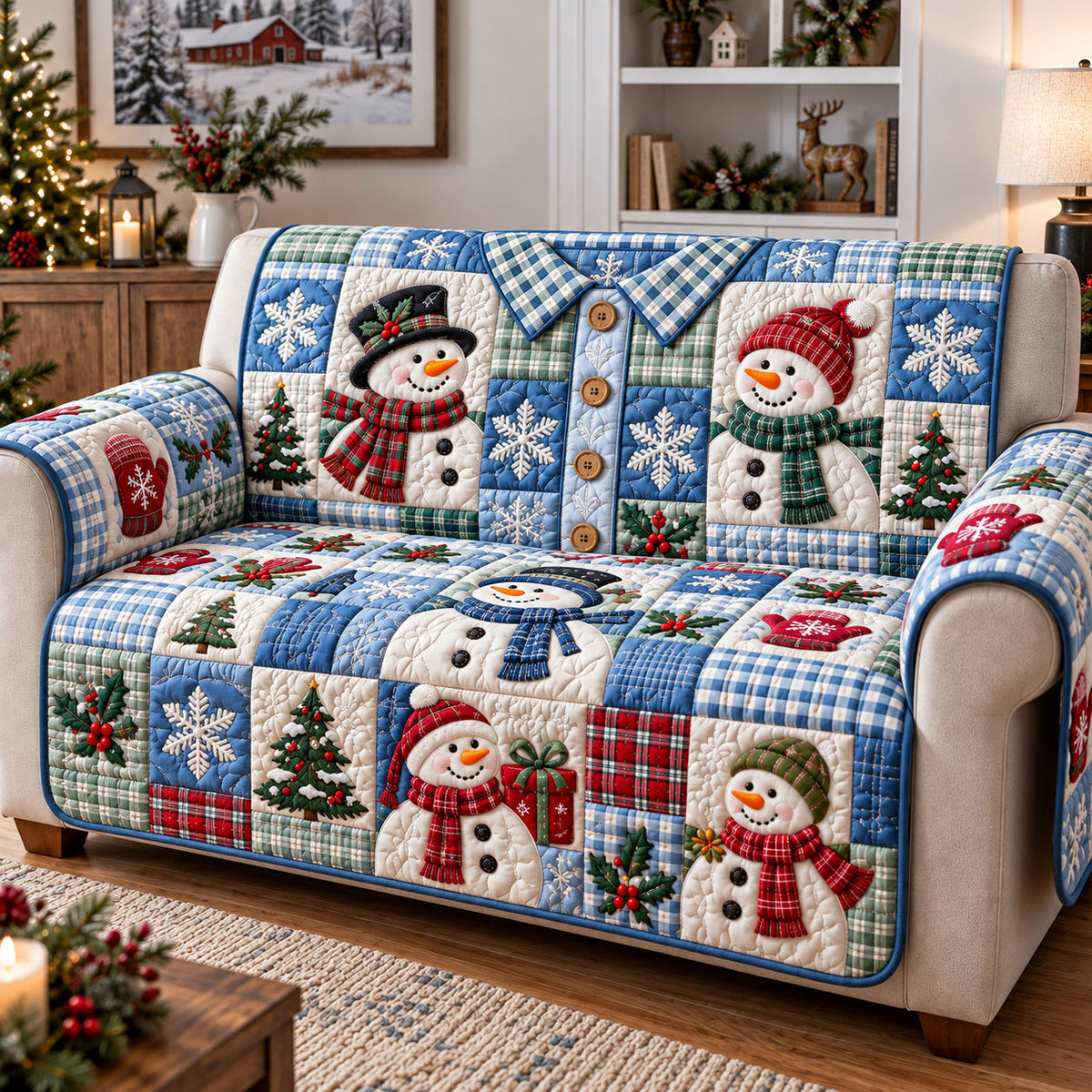 Frosty Snowman Shirt Quilted Sofa Cover GFTOTP22570