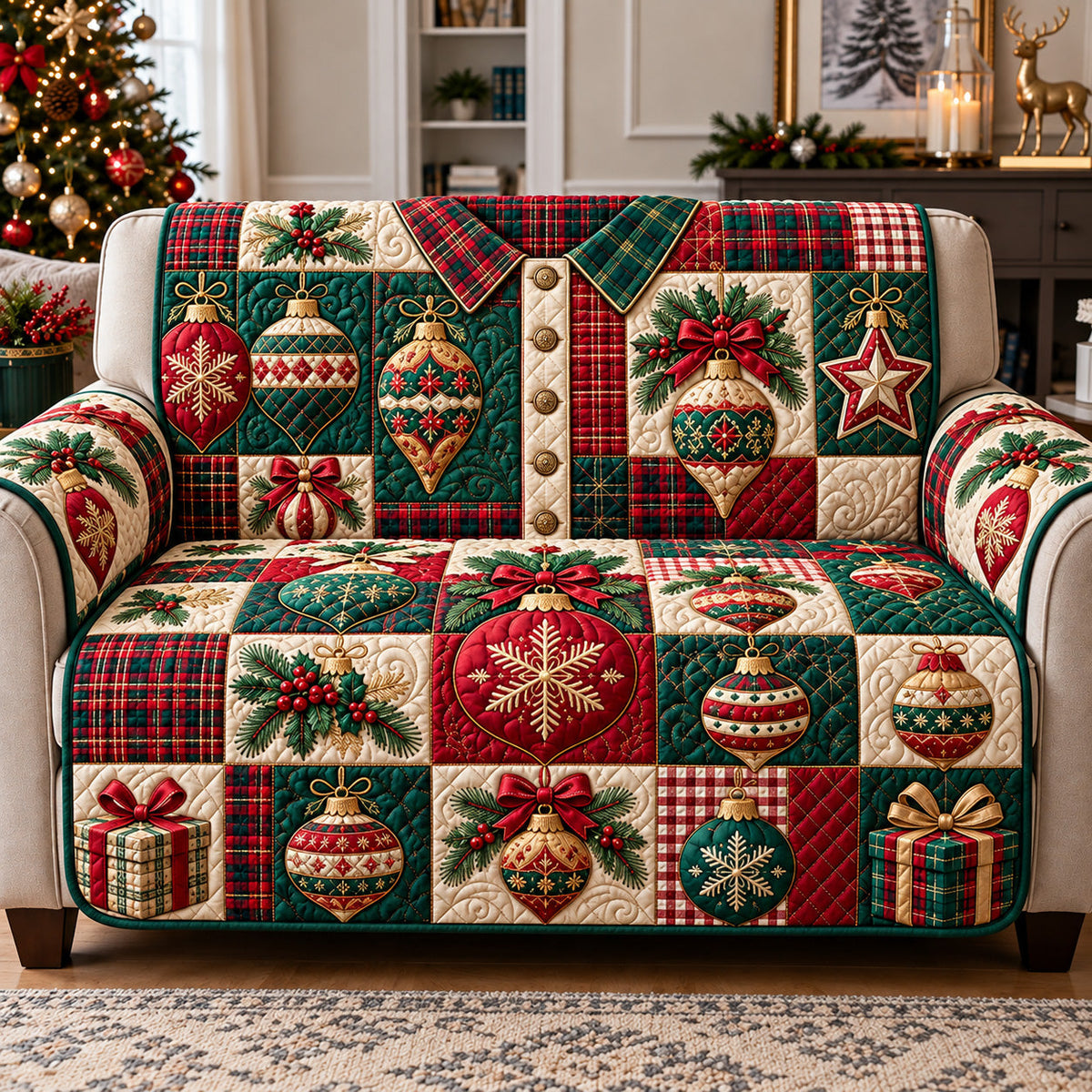 Holiday Ornaments Shirt Quilted Sofa Cover GFTOTP22571