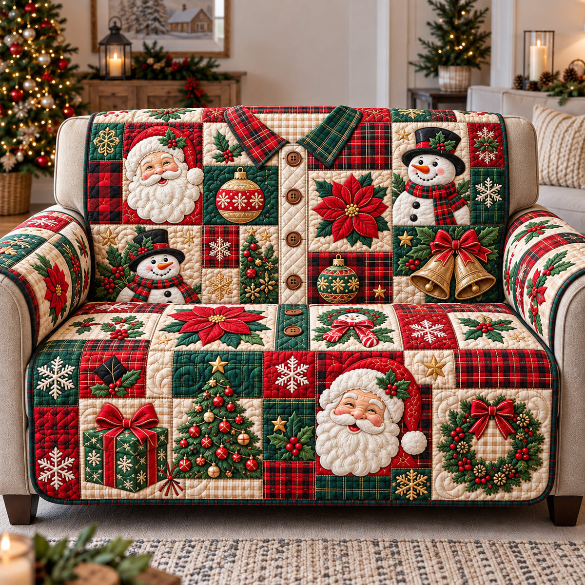 Holiday Medley Shirt Quilted Sofa Cover GFTOTP22572