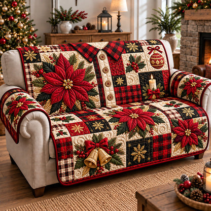 Poinsettia Plaid Shirt Quilted Sofa Cover GFTOTP22574
