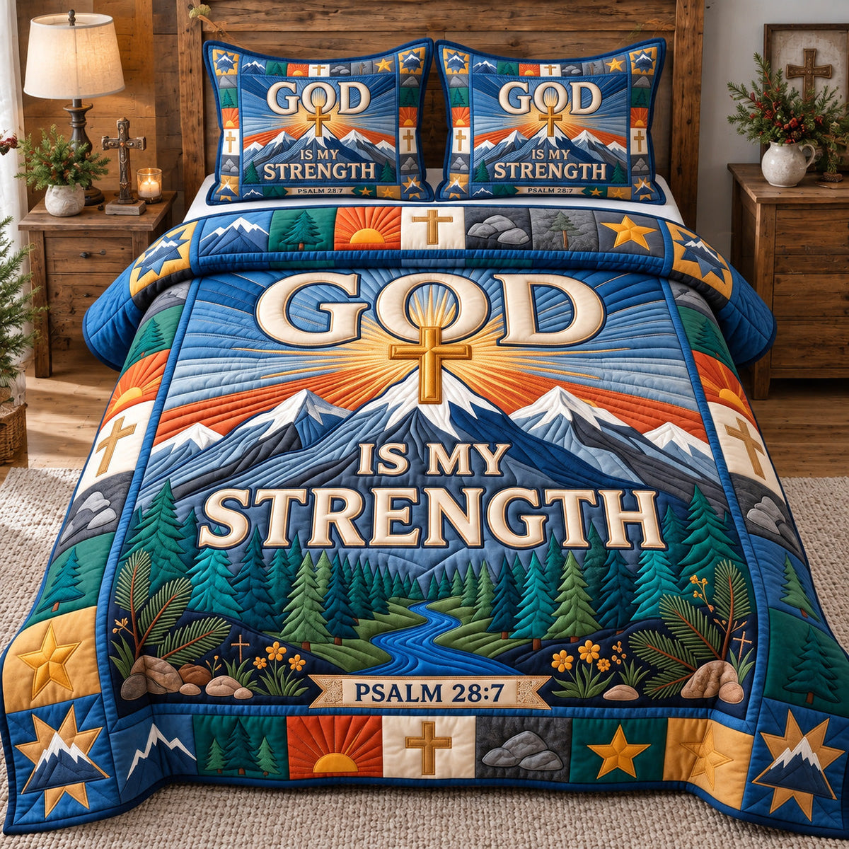 God Is My Strength 3-Piece Quilted Bedding Set GFTOTP22581