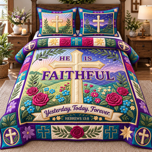 He Is Faithful 3-Piece Quilted Bedding Set GFTOTP22582