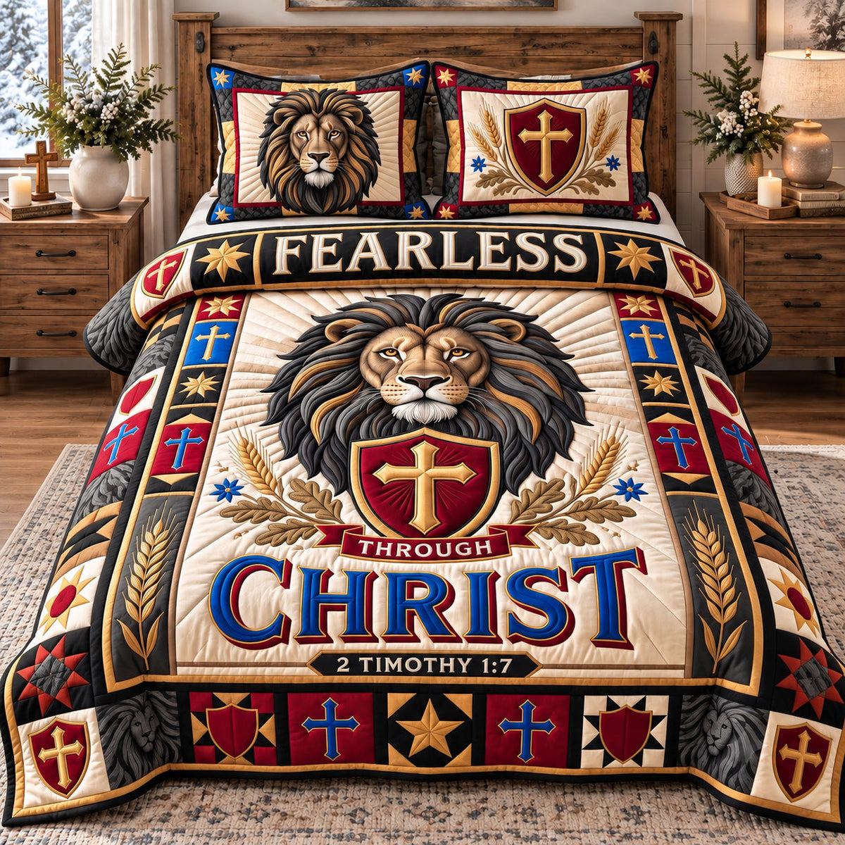 Fearless Through Christ 3-Piece Quilted Bedding Set GFTOTP22587