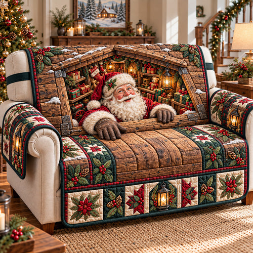 Santa Toy Workshop Quilted Sofa Cover GFTOTP22593