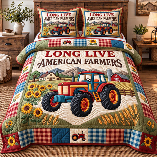 American Farmer Tractor 3-Piece Quilted Bedding Set GFTOTP22600