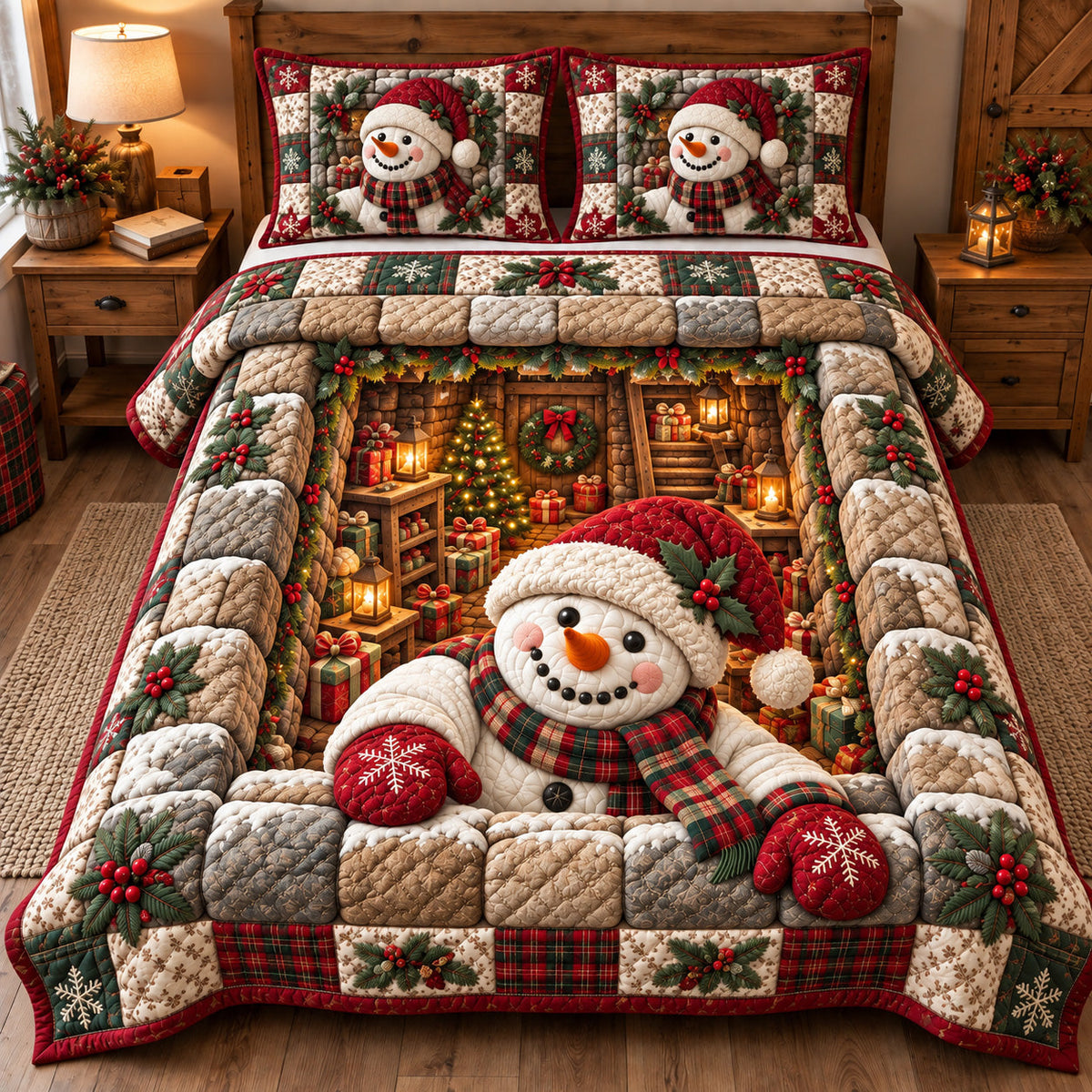 Gift Room Snowman 3-Piece Quilted Bedding Set GFTOTP22601