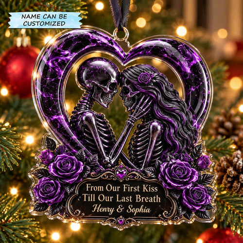 Personalized Skeleton Couple Christmas Mica Ornament QTCUZ GFTOTP22697