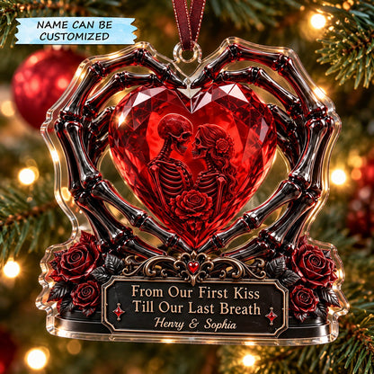 Personalized Skeleton Couple Christmas Mica Ornament QTCUZ GFTOTP22697