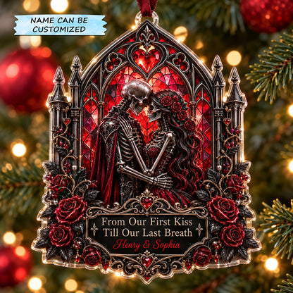 Personalized Skeleton Couple Christmas Mica Ornament QTCUZ GFTOTP22697