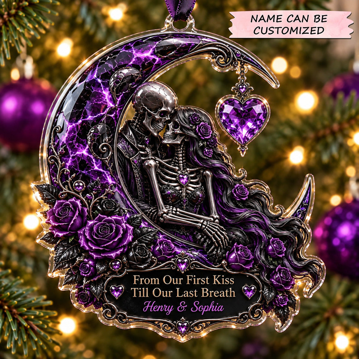 Personalized Skeleton Couple Christmas Mica Ornament QTCUZ GFTOTP22697