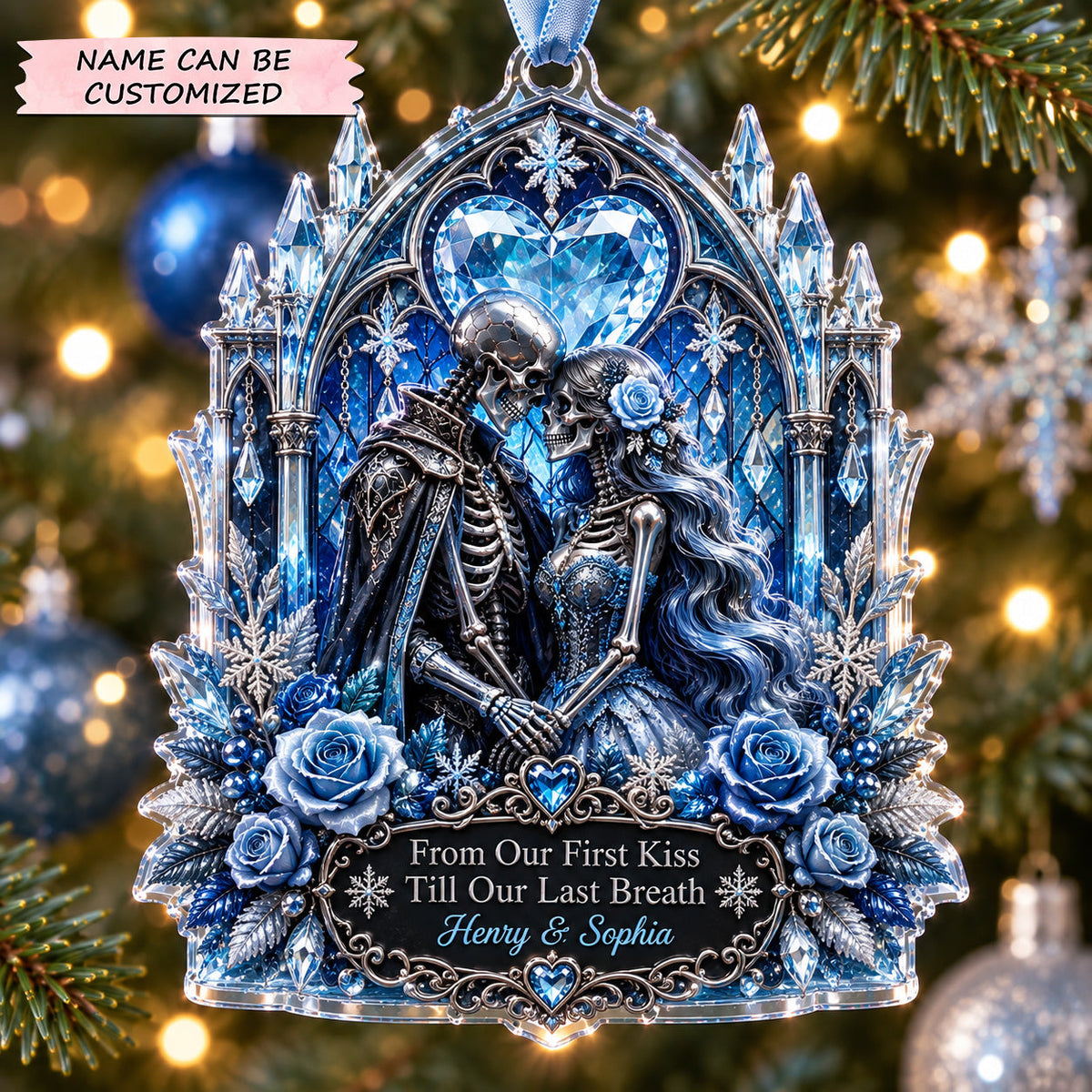 Personalized Skeleton Couple Christmas Mica Ornament QTCUZ GFTOTP22697