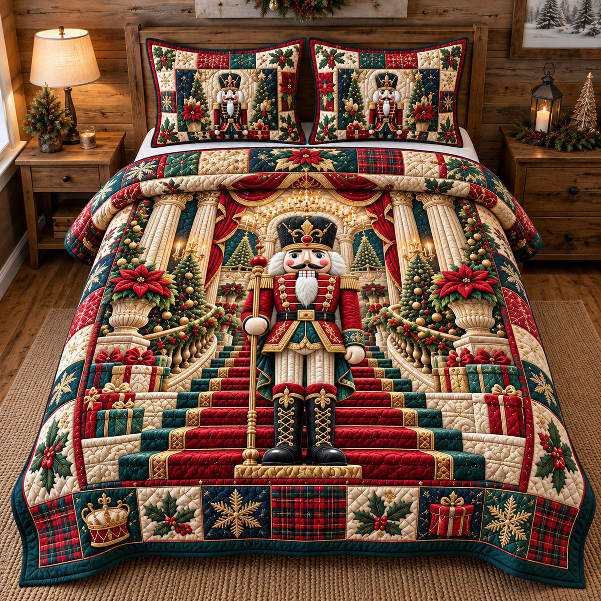 Classic Nutcracker Guard 3-Piece Quilted Bedding Set GFTOTP22677