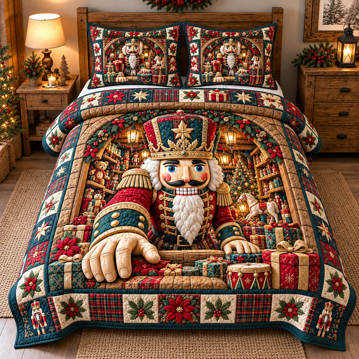 Giant Toy Nutcracker 3-Piece Quilted Bedding Set GFTOTP22679