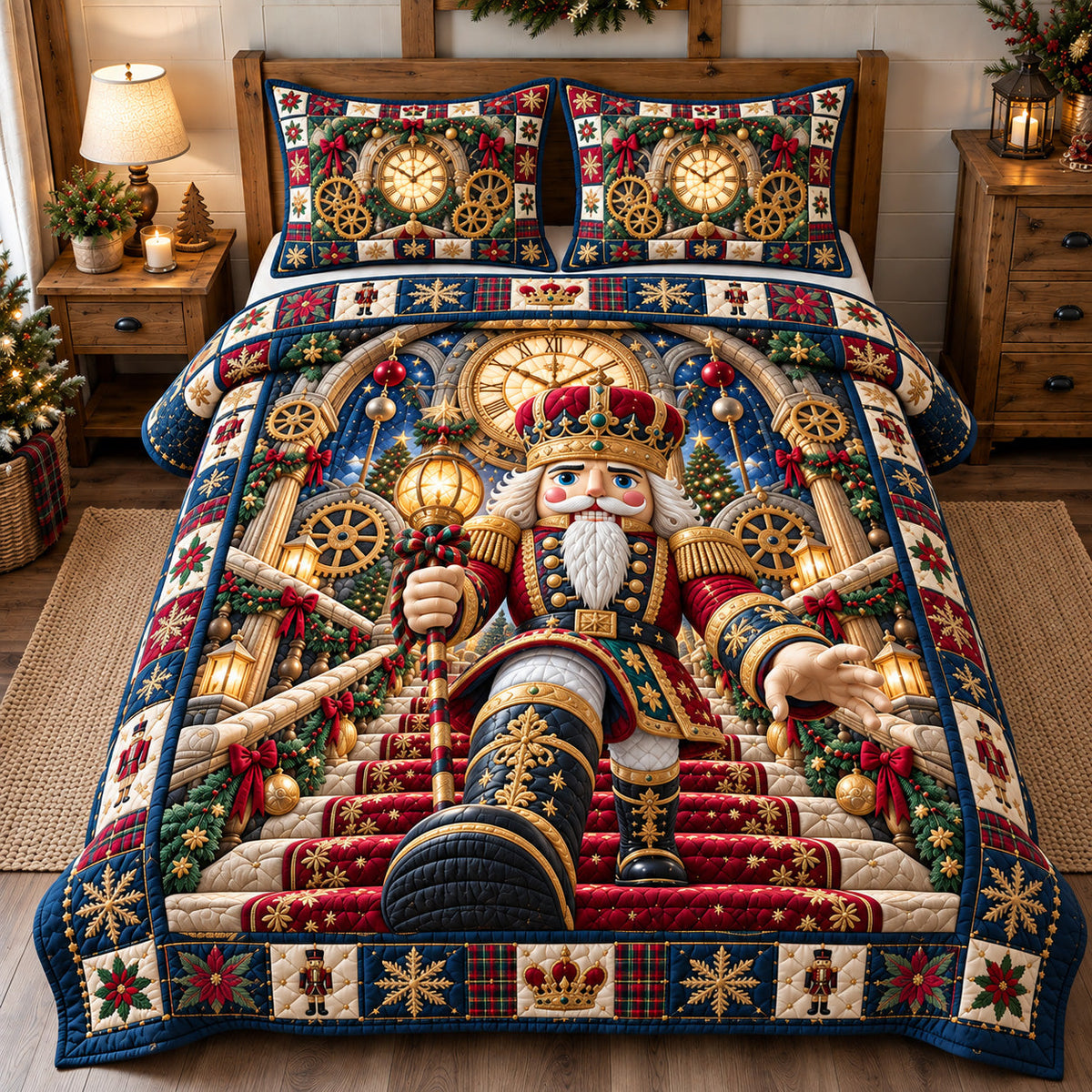 Clockwork Nutcracker March 3-Piece Quilted Bedding Set GFTOTP22680
