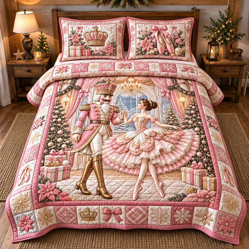 Pink Ballet Nutcracker Dream 3-Piece Quilted Bedding Set GFTOTP22682