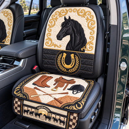 Elegant Black Horse Quilted Car Seat Protector GFTOTP22685