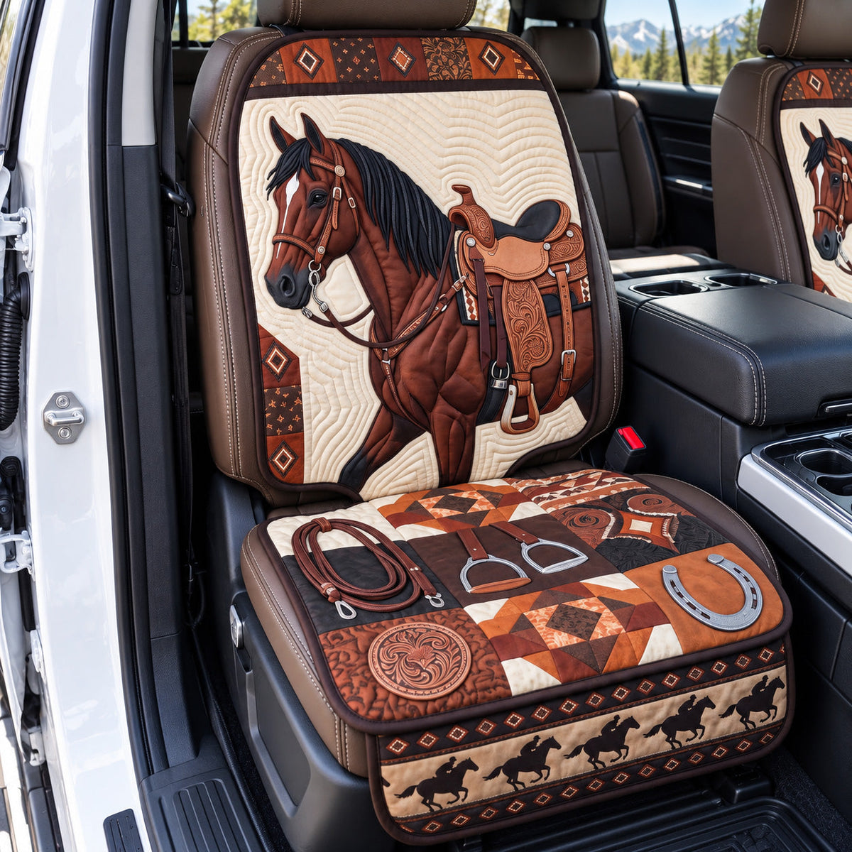 Western Saddle Horse Quilted Car Seat Protector GFTOTP22688