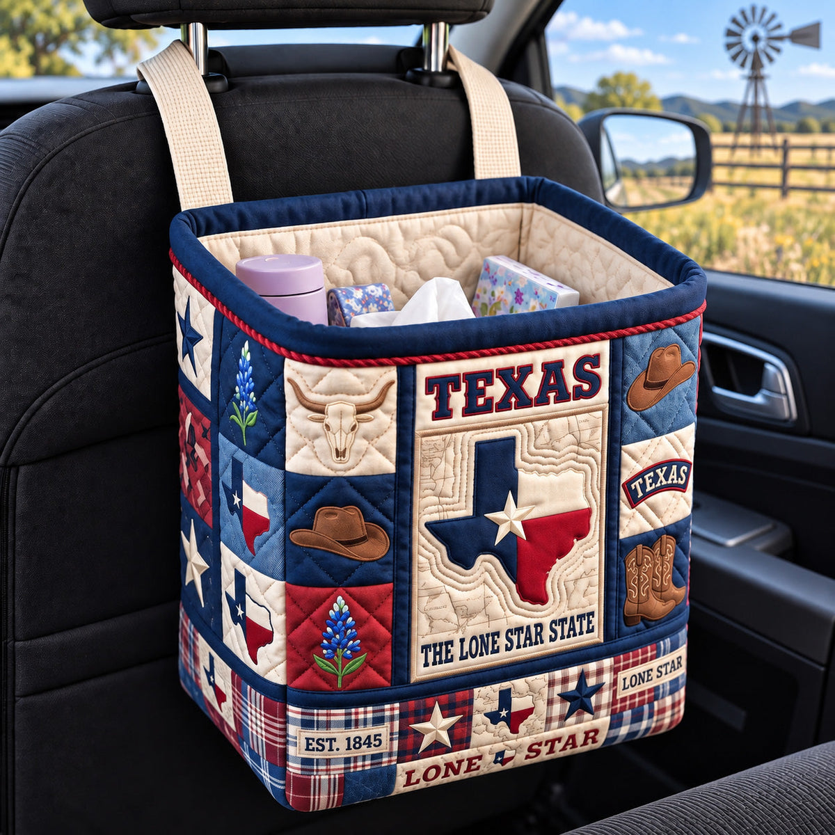 Lone Star Texas Quilted Car Basket GFTOTP22694