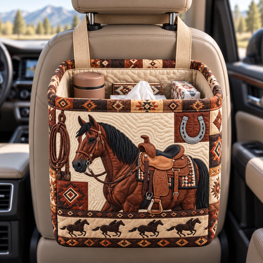 Western Saddle Horse Quilted Car Basket GFTOTP22941