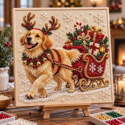 Christmas Golden Retriever DIY Diamond Pearl Art Kit GFTOTP23189