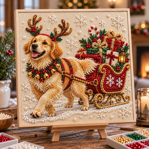 Christmas Golden Retriever DIY Diamond Pearl Art Kit GFTOTP23189