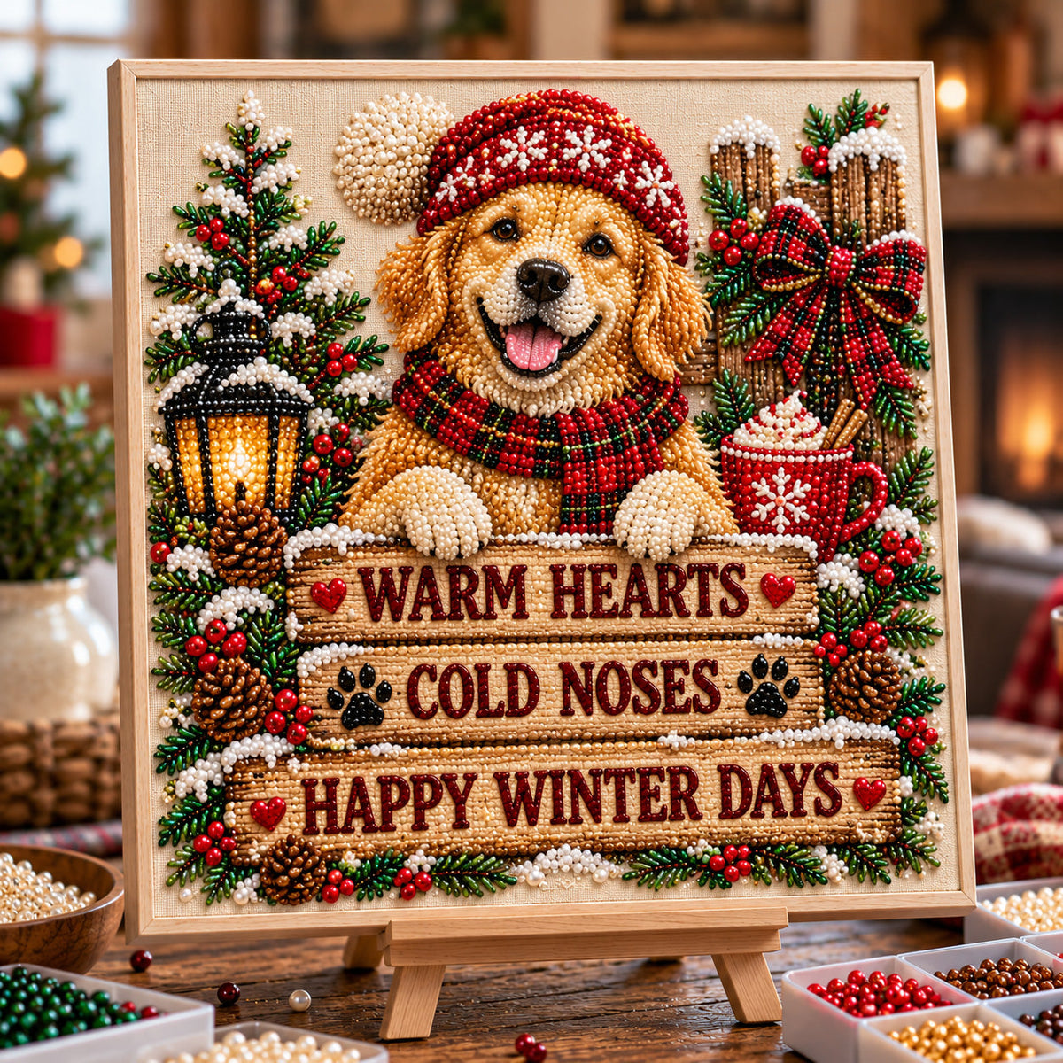 Christmas Golden Retriever DIY Diamond Pearl Art Kit GFTOTP23190