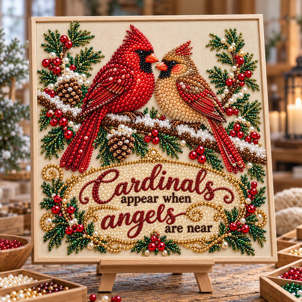 Heavenly Cardinals DIY Diamond Pearl Art Kit GFTOTP23194