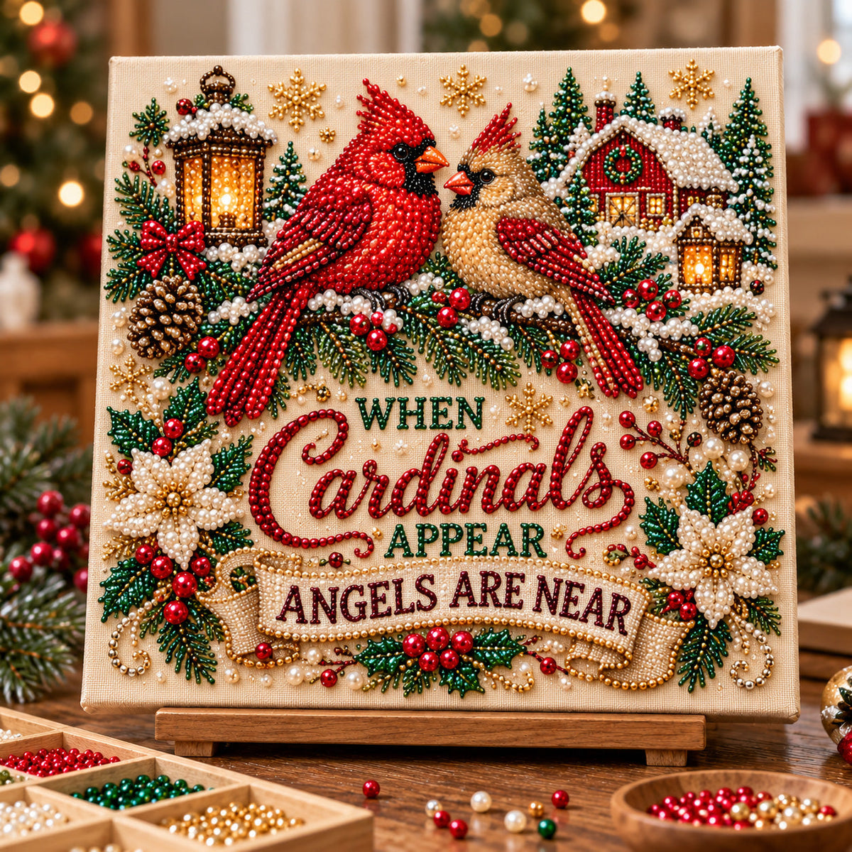 Heavenly Cardinals DIY Diamond Pearl Art Kit GFTOTP23195